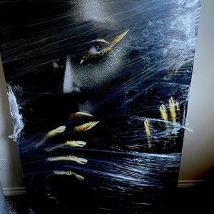 Large black African American female glass painting